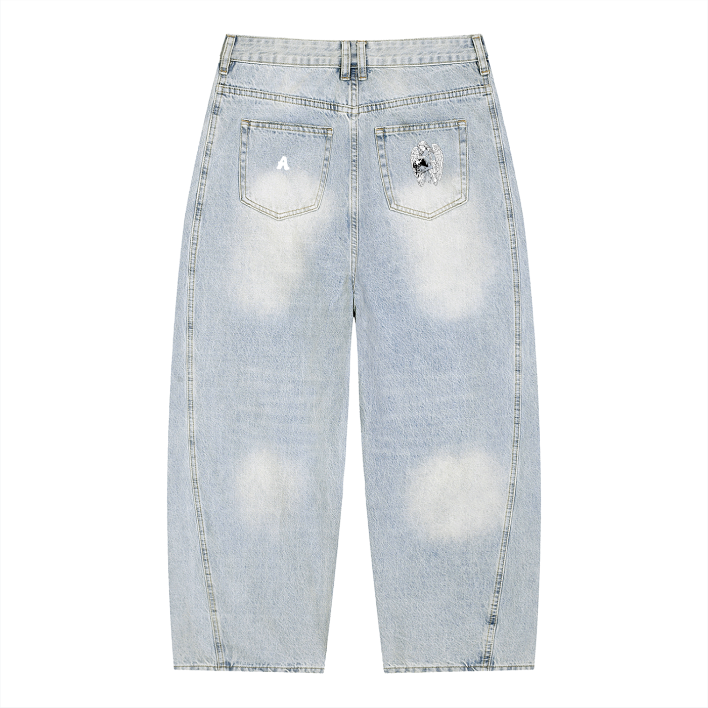 ANGELIC Mens Vintage Washed Logo made Halo Jeans