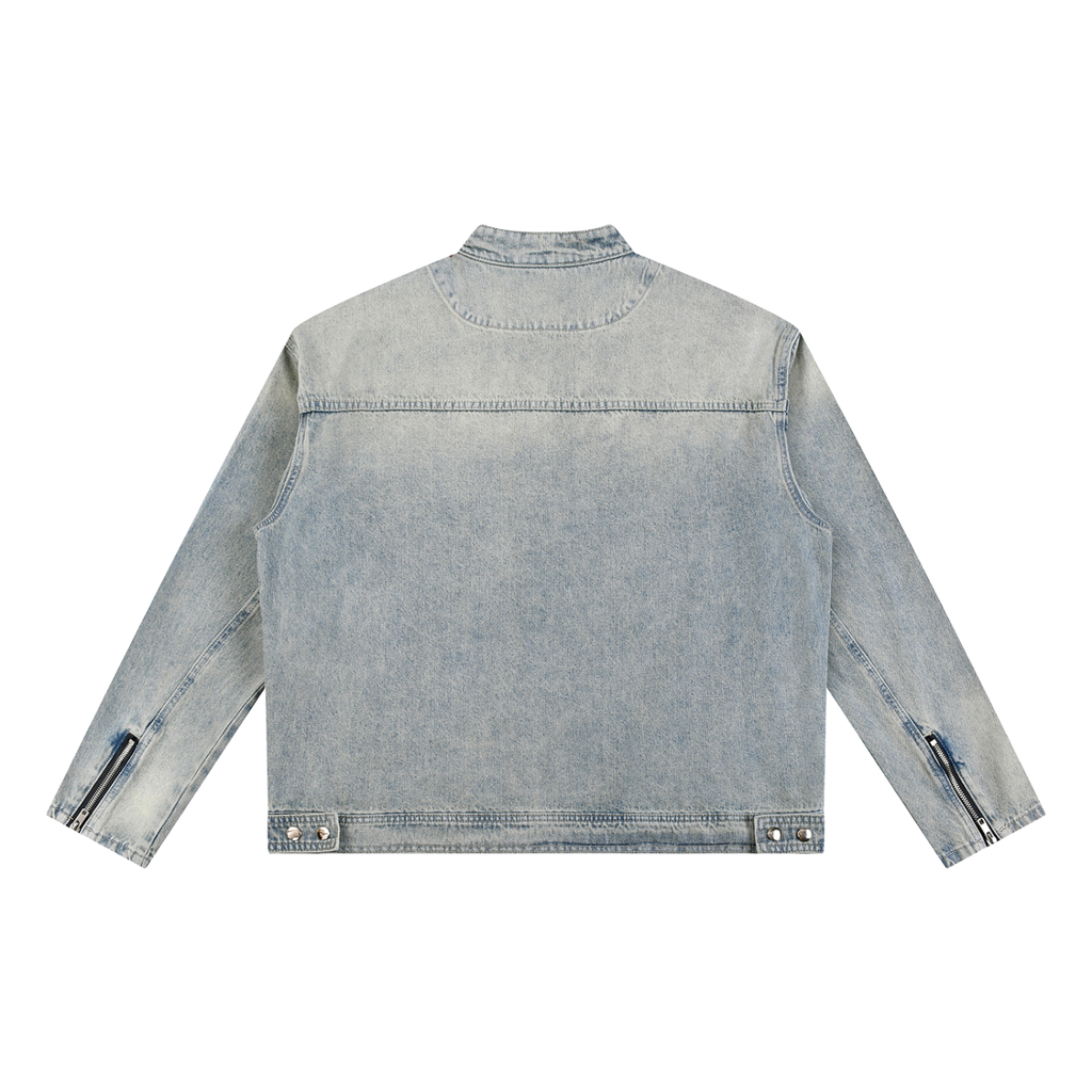 ANGELIC Washed Zip Up Denim Jacket