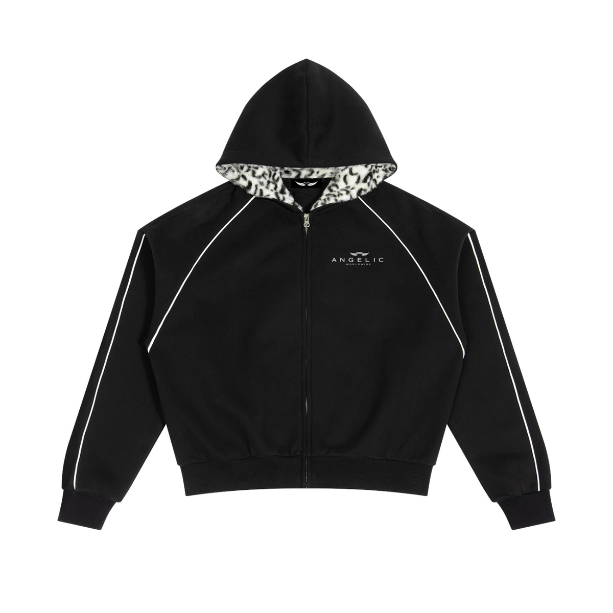ANGELIC Snow Leopard Fur Hood Zip up