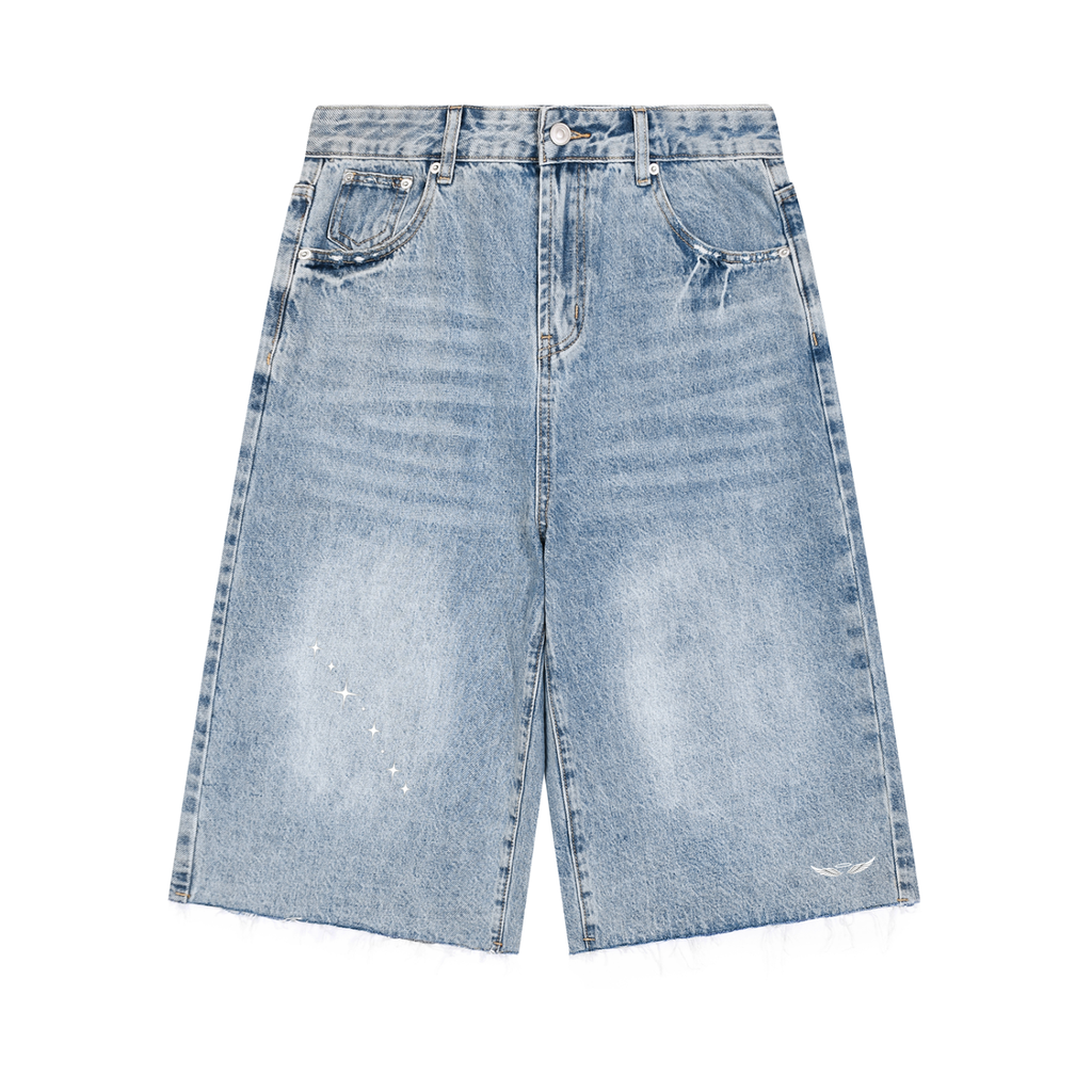 ANGELIC Mens Wide Leg Denim Shorts
